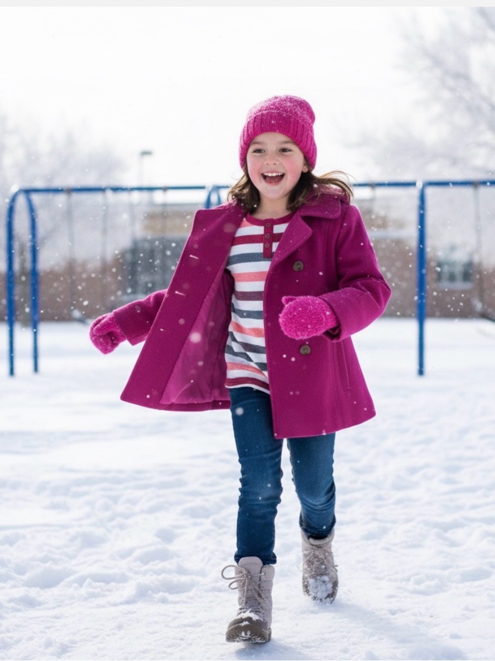 OLD NAVY KIDS PEA COAT
Girl Size 8 Medium 
Wool Blend - Pink
